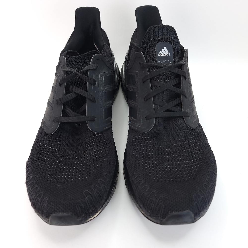 Adidas Ultra Boost 20 Sz 12 Core Black Silver Metallic Running Shoes FV8333 2020 - Picture 2 of 8